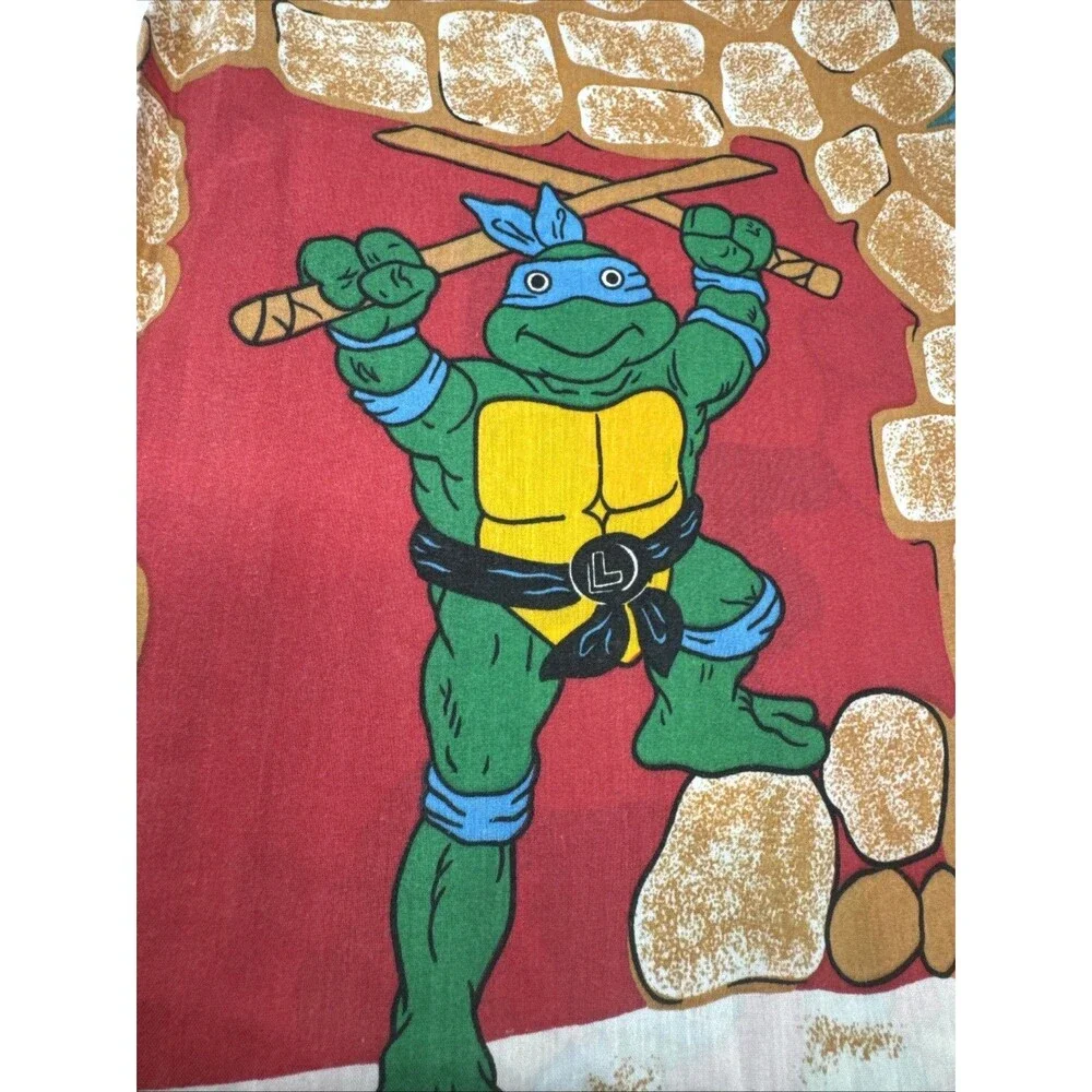 Teenage Mutant Ninja Turtles Twin Flat Sheet Vintage 1988 Mirage Studios